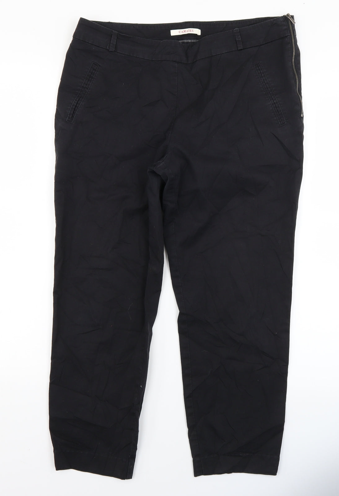 Womens UK Size 32 in Camaieu Regular Fit Pedal Pusher Black Trousers