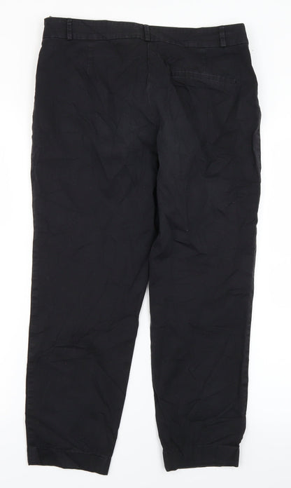 Womens UK Size 32 in Camaieu Regular Fit Pedal Pusher Black Trousers