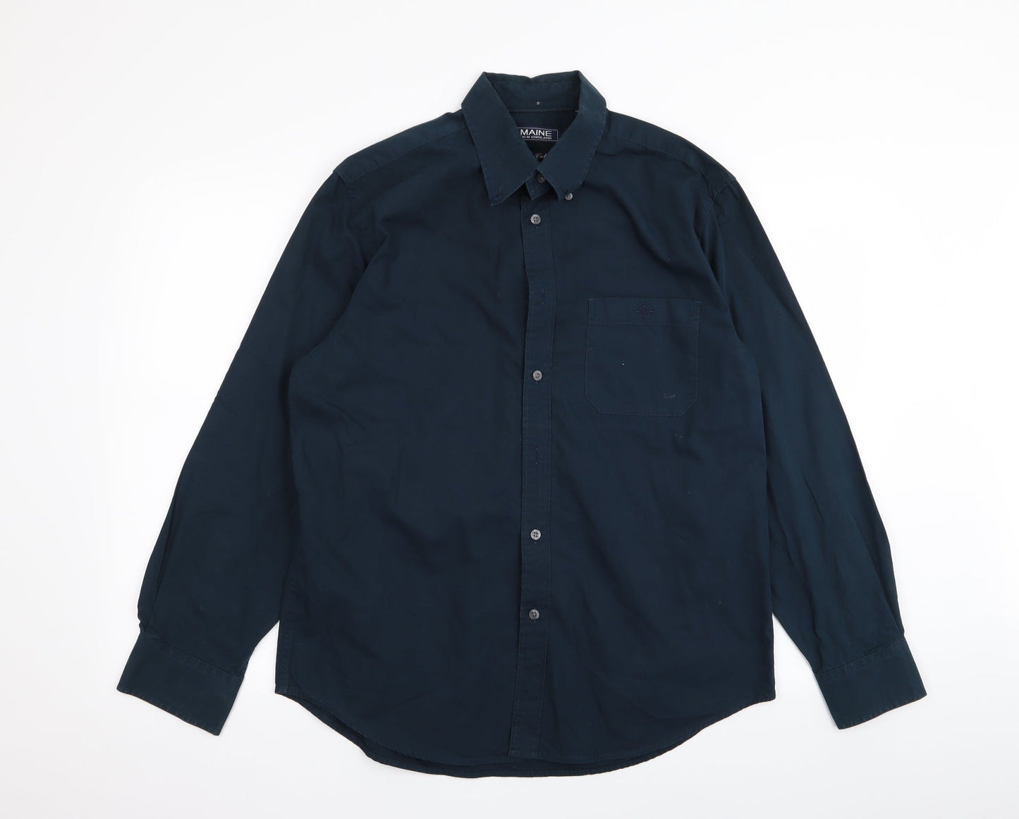 Mens UK Size M Maine Blue  Button-Up Long Sleeve Casual Shirt
