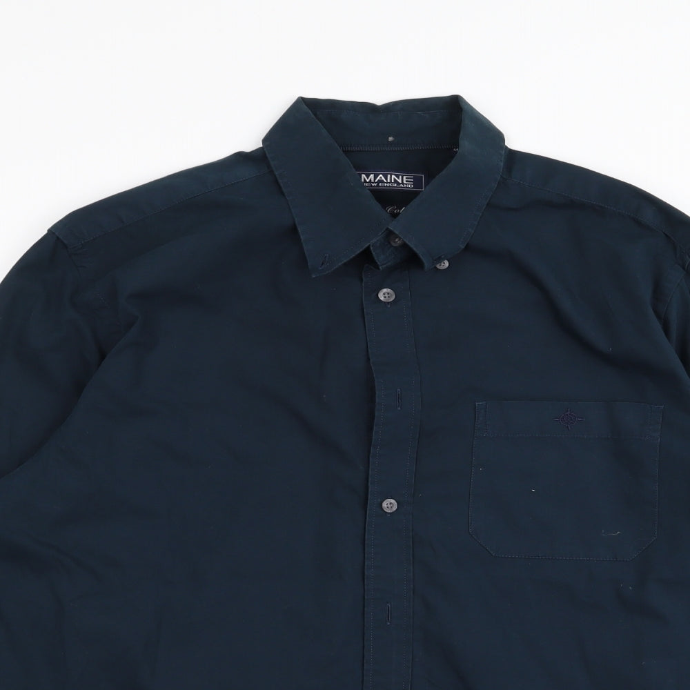 Mens UK Size M Maine Blue  Button-Up Long Sleeve Casual Shirt