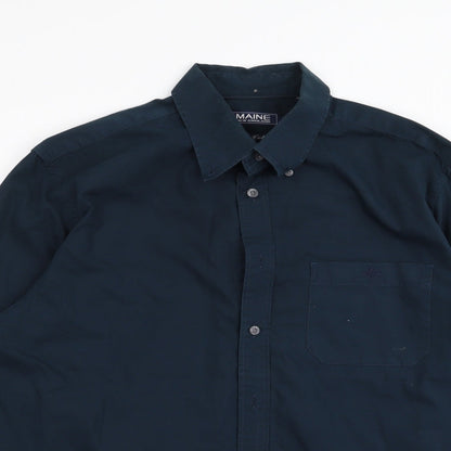 Mens UK Size M Maine Blue  Button-Up Long Sleeve Casual Shirt