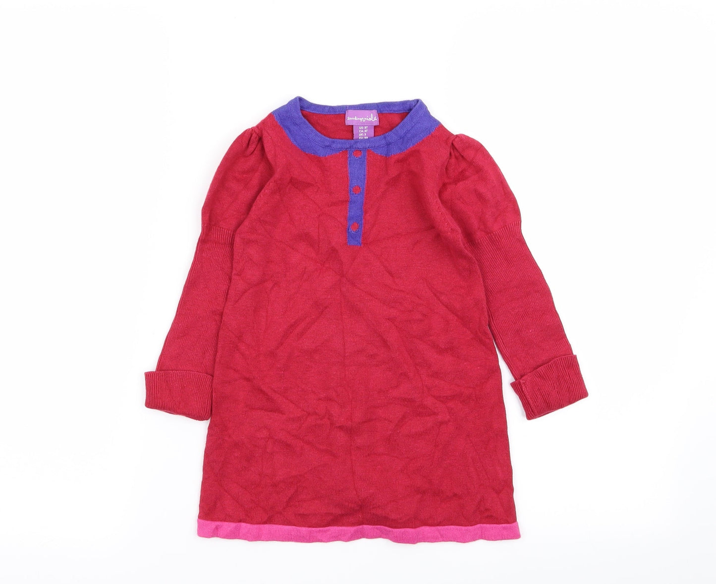 Shrinking Violet Girls Red   Jumper Dress  Size 3 Years