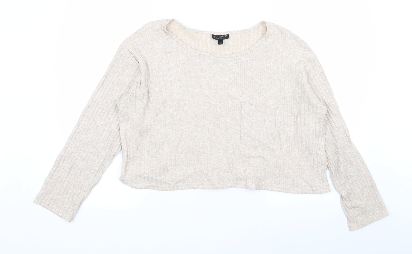 Womens UK Size 8 Topshop Beige Basic T-Shirt