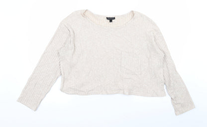Womens UK Size 8 Topshop Beige Basic T-Shirt