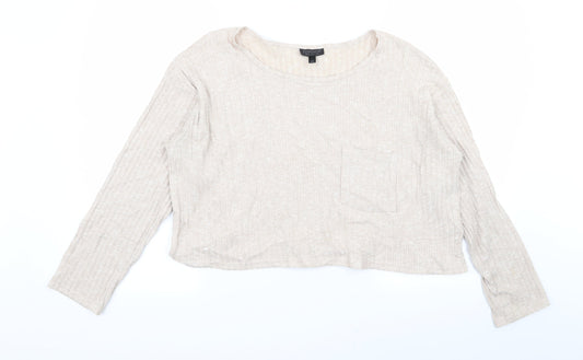 Womens UK Size 8 Topshop Beige Basic T-Shirt