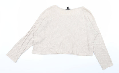 Womens UK Size 8 Topshop Beige Basic T-Shirt