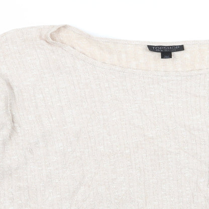 Womens UK Size 8 Topshop Beige Basic T-Shirt