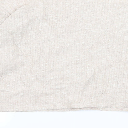 Womens UK Size 8 Topshop Beige Basic T-Shirt