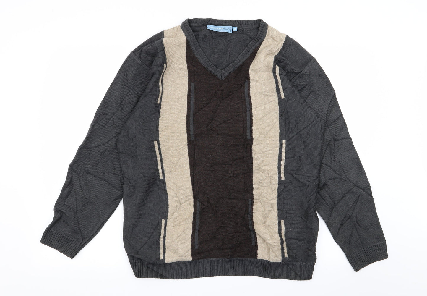 greenwoods Mens Multicoloured Striped  Pullover Jumper Size M