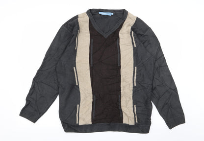 greenwoods Mens Multicoloured Striped  Pullover Jumper Size M