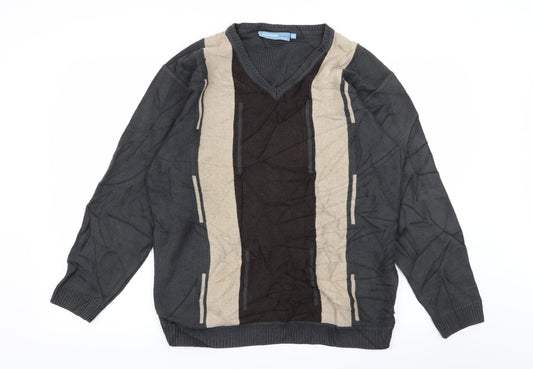 greenwoods Mens Multicoloured Striped  Pullover Jumper Size M