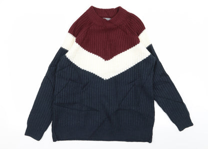 b.young Womens Multicoloured Geometric  Pullover Jumper Size M