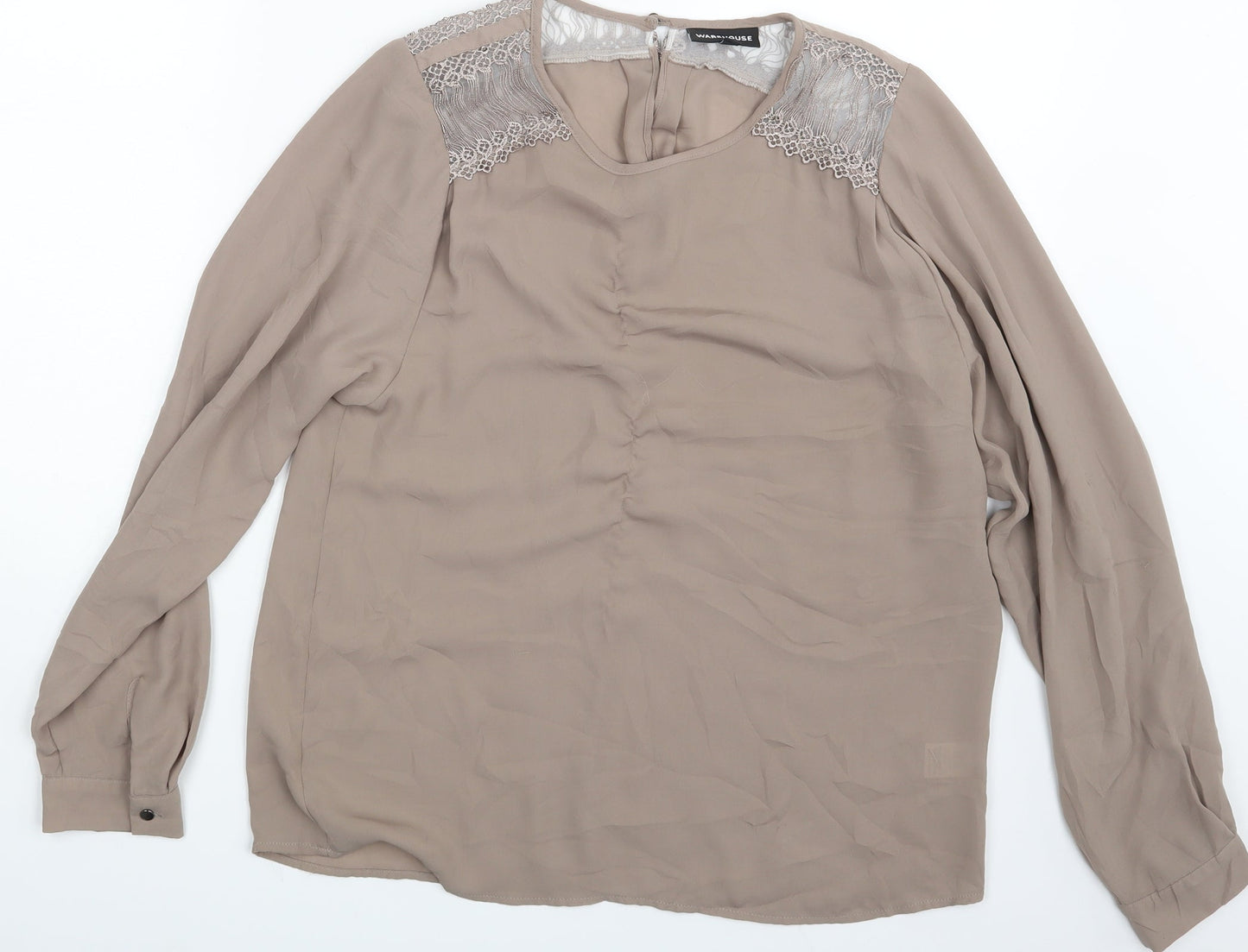 Warehouse Womens Beige   Basic Blouse Size 12