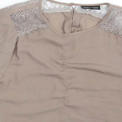 Warehouse Womens Beige   Basic Blouse Size 12