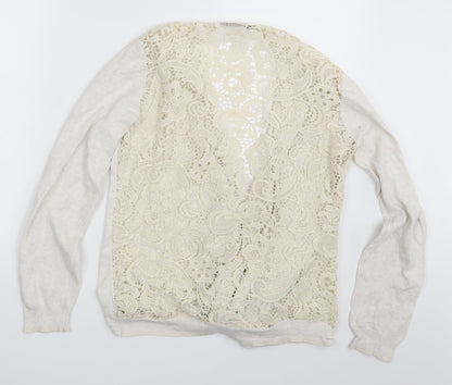 Authentic Womens Ivory Paisley  Cardigan Jumper Size 16