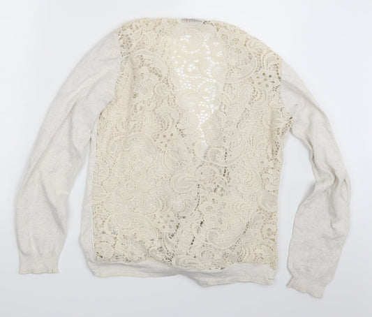 Authentic Womens Ivory Paisley  Cardigan Jumper Size 16