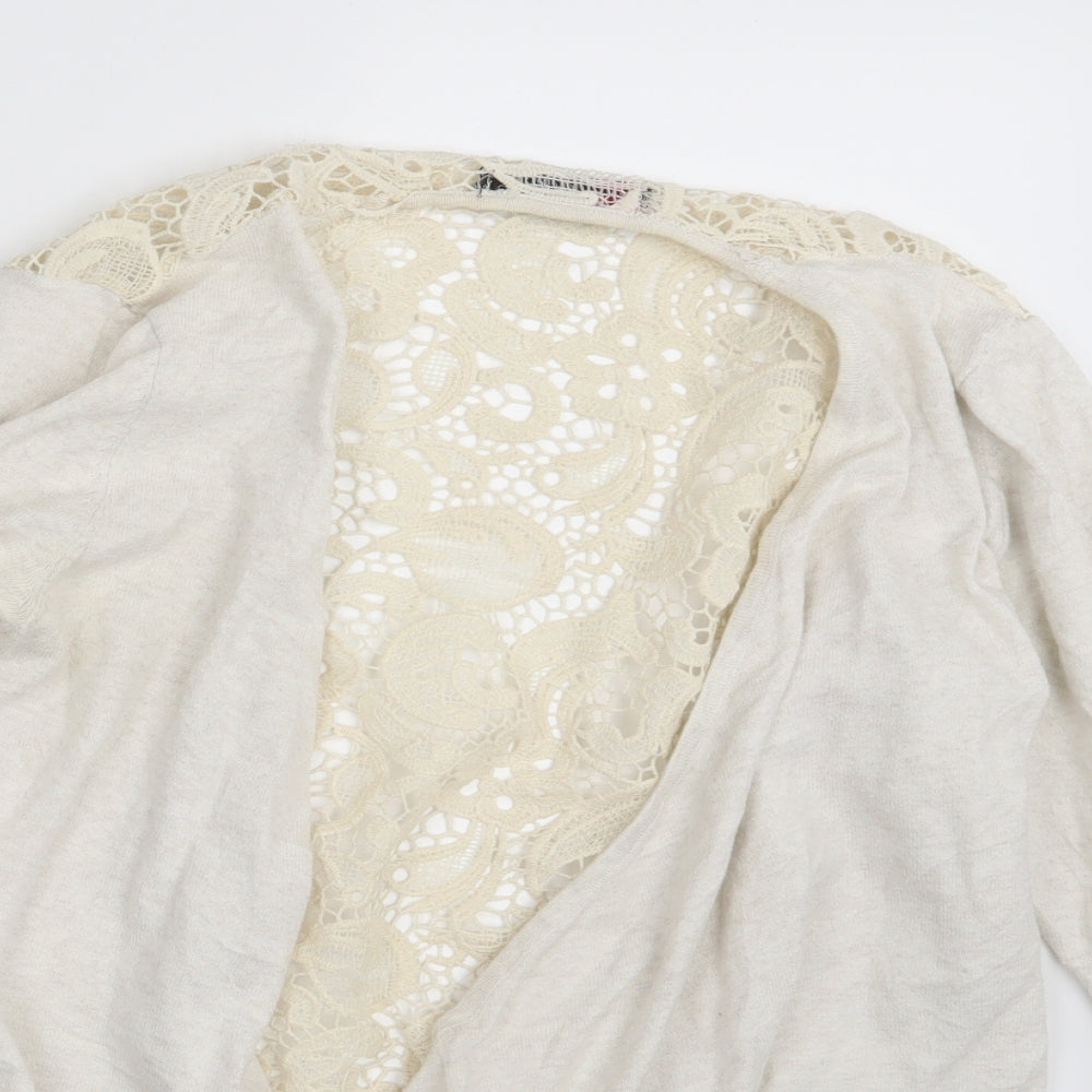 Authentic Womens Ivory Paisley  Cardigan Jumper Size 16