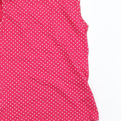 Preworn Girls Pink Polka Dot  Basic T-Shirt Size 8-9 Years