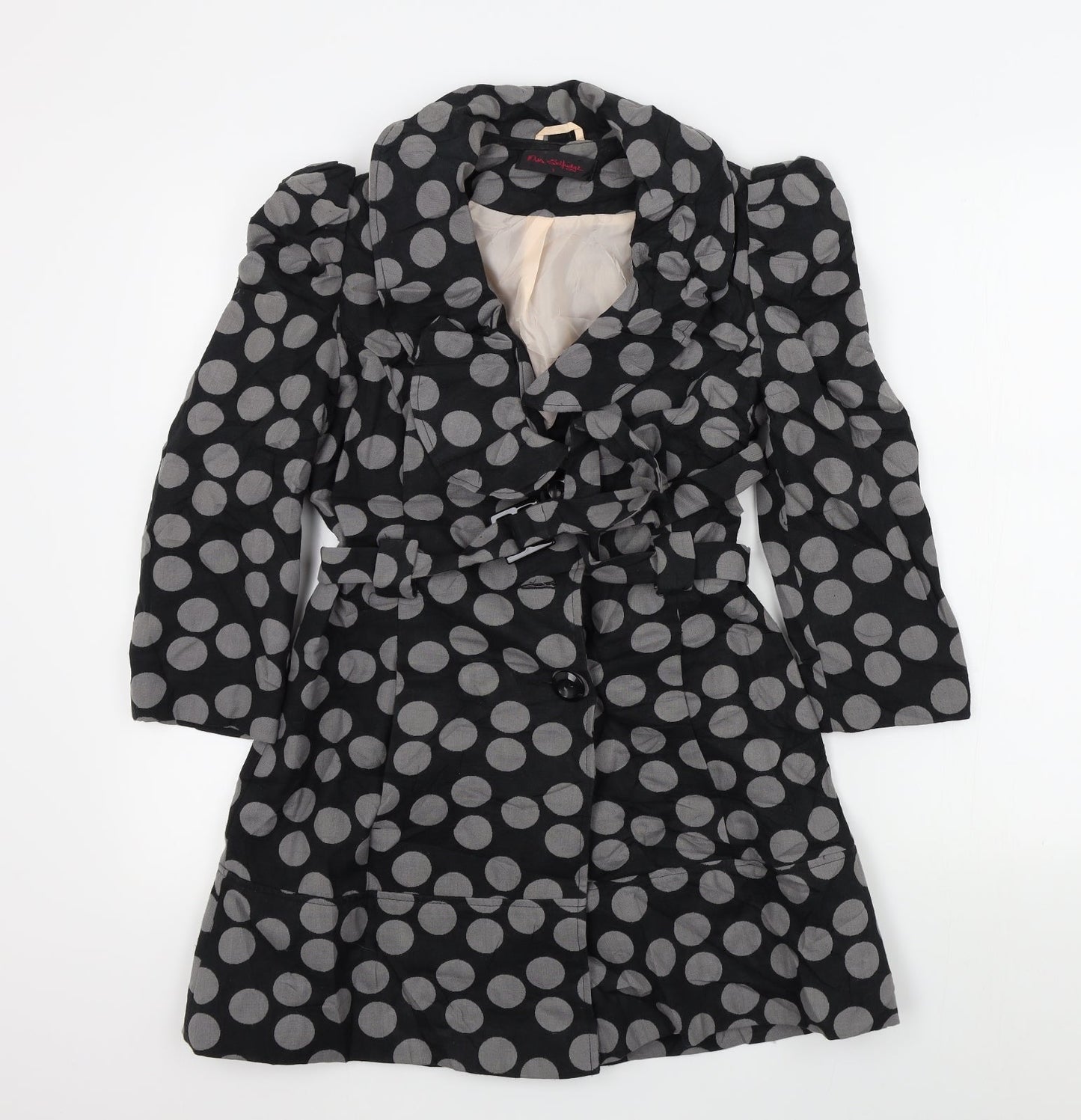 Womens UK Size 6 Miss Selfridge Black Overcoat
