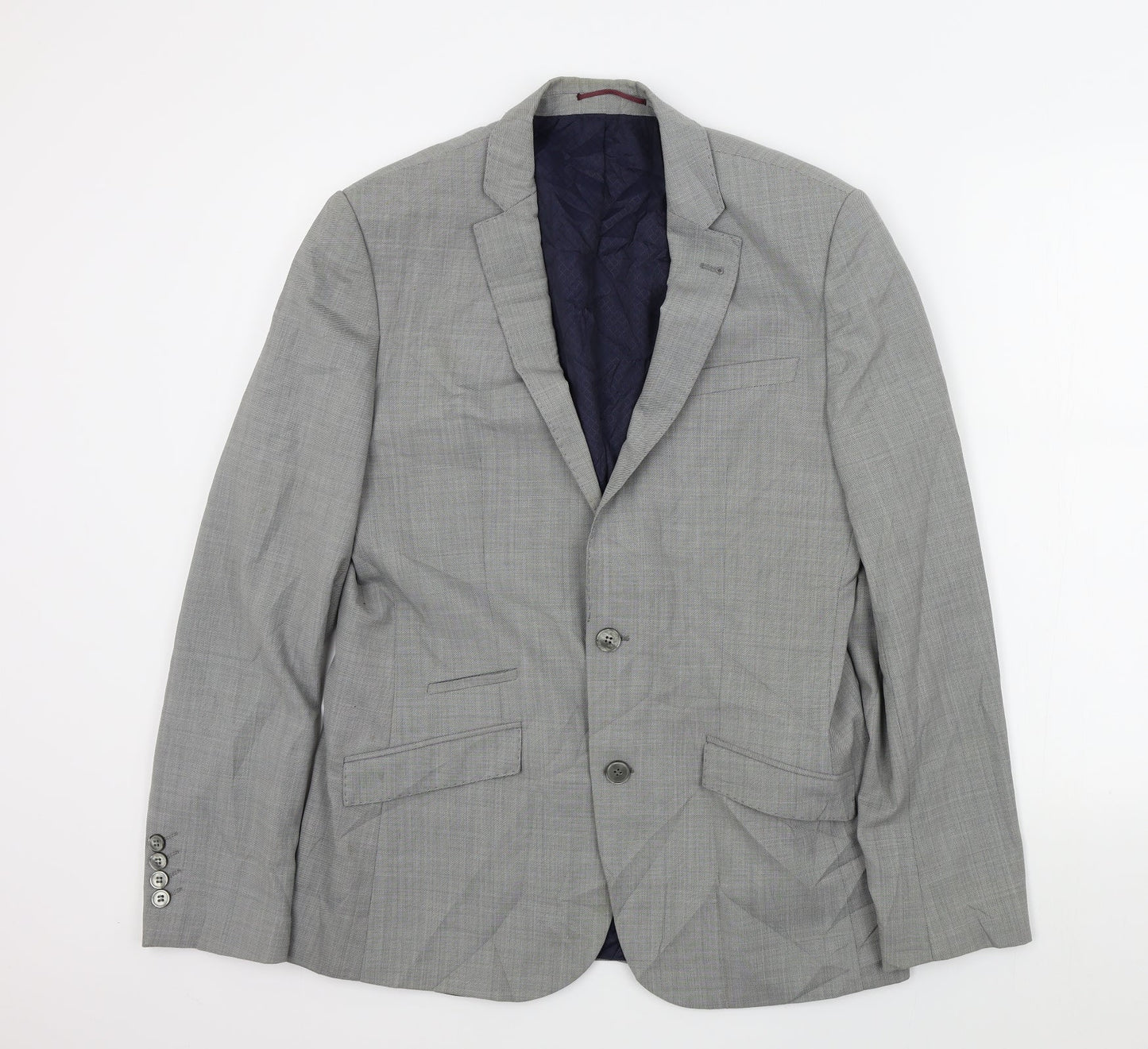 Mens UK Size 40 River Island Regular Grey Suit Jacket