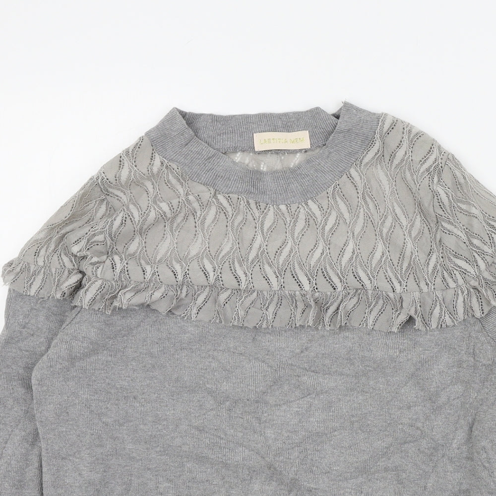 Laetitiamem Womens Grey   Pullover Jumper Size M