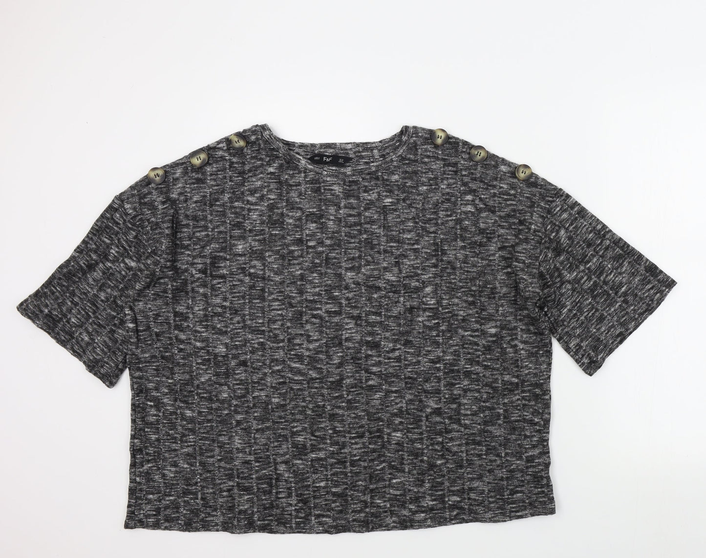 F&F Womens Grey Colourblock  Basic T-Shirt Size 12