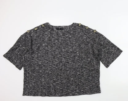 F&F Womens Grey Colourblock  Basic T-Shirt Size 12