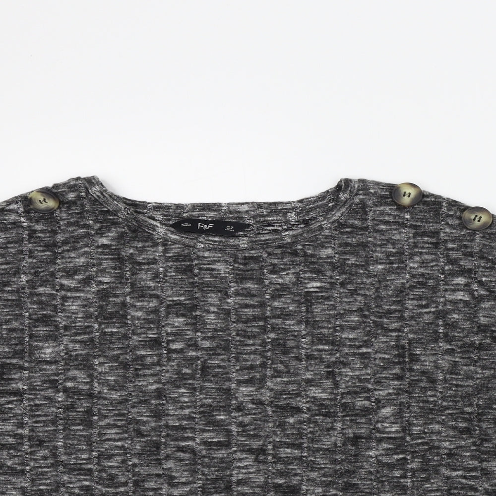 F&F Womens Grey Colourblock  Basic T-Shirt Size 12