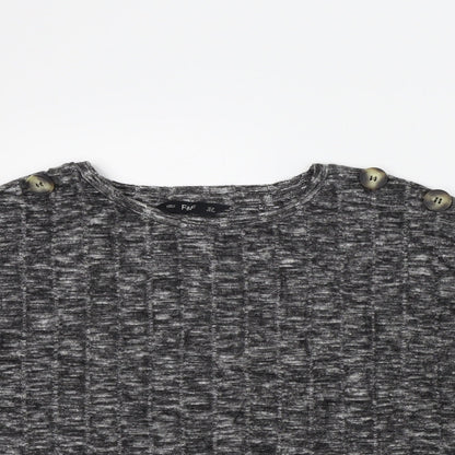 F&F Womens Grey Colourblock  Basic T-Shirt Size 12