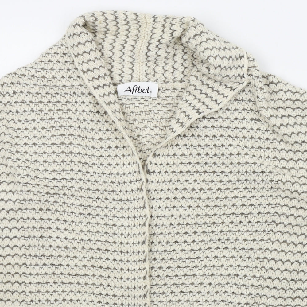 Womens UK Size 10 Afibel Beige Cardigan Jumper