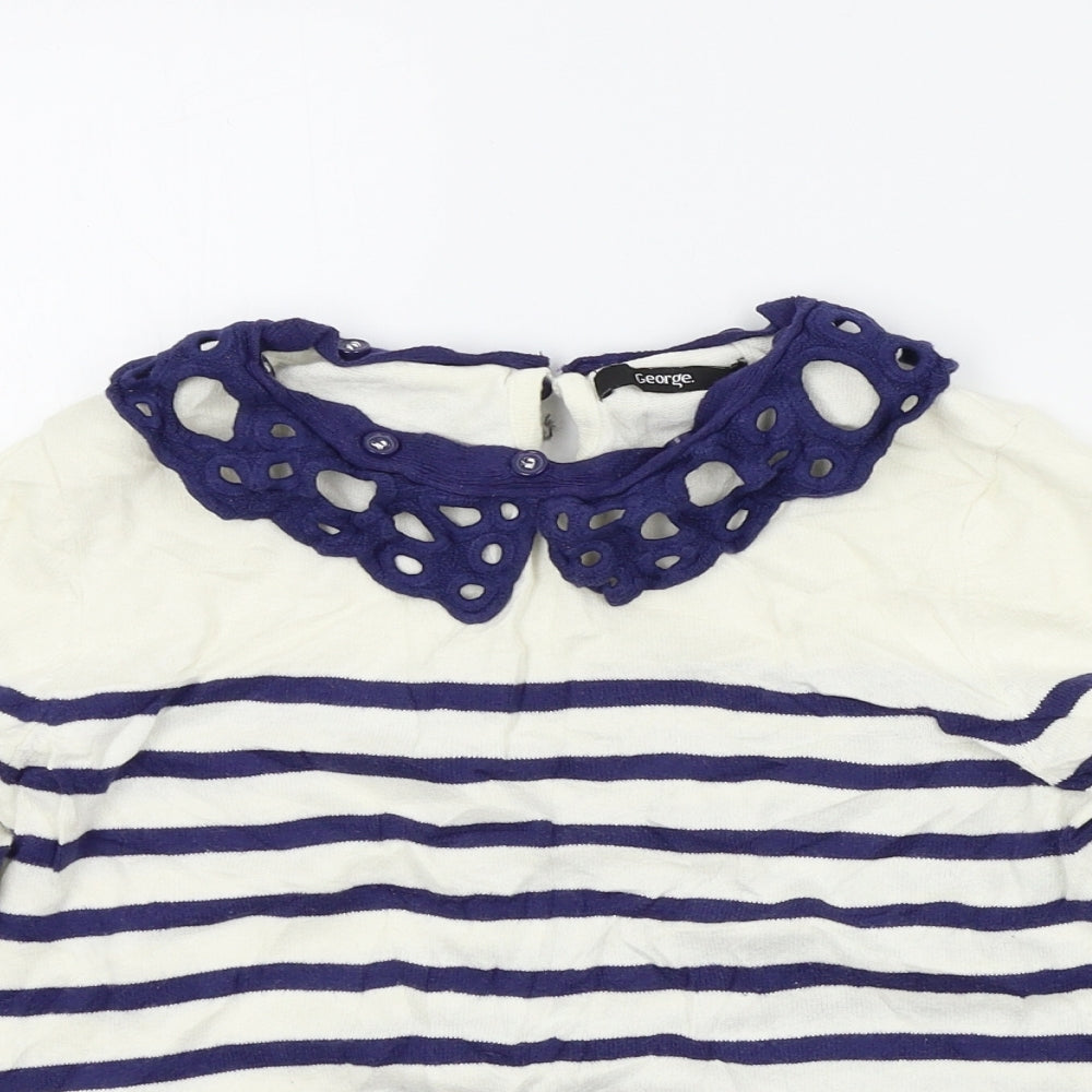 George Womens Beige Striped  Pullover Jumper Size 10