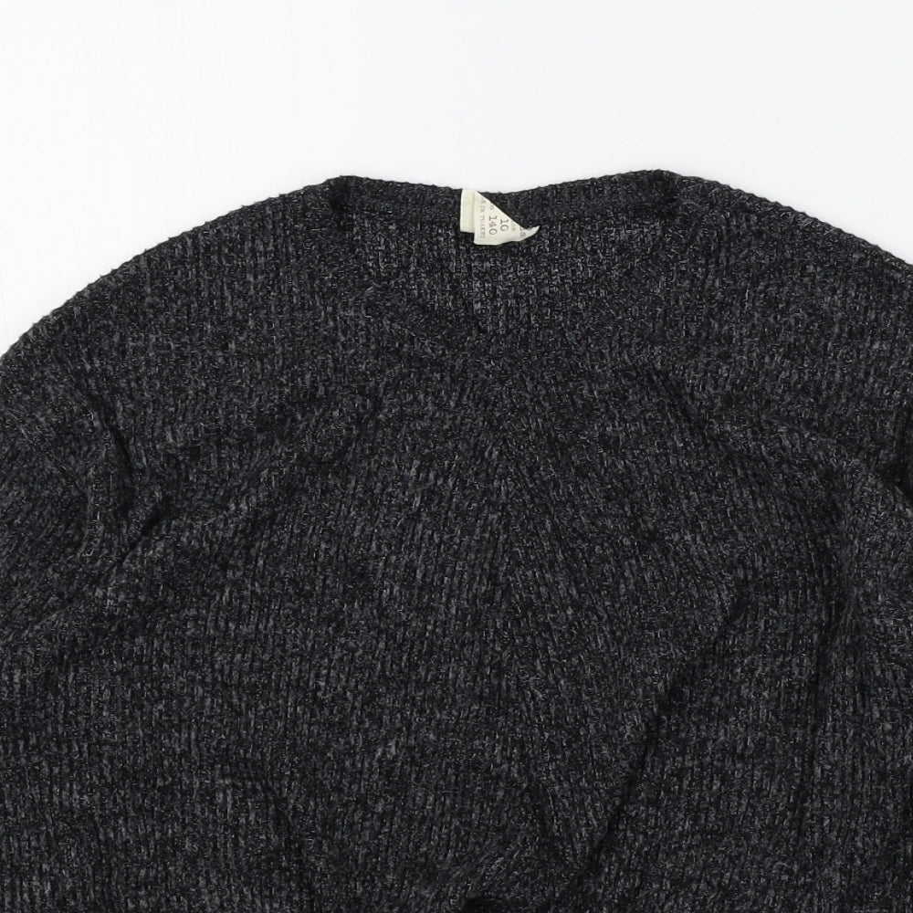 Zara Girls Black Colourblock  Pullover Jumper Size 10 Years