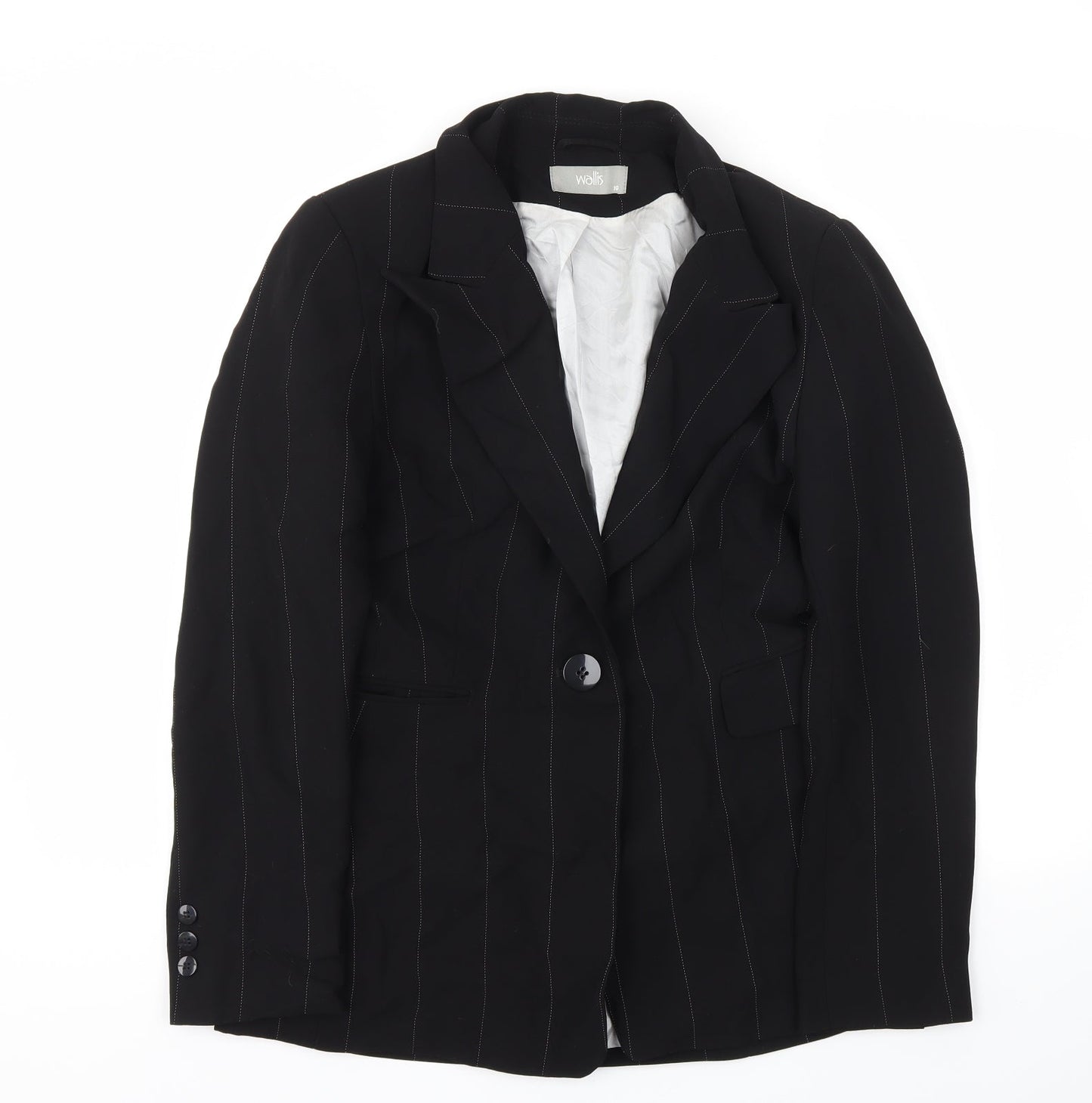 Wallis Womens Black Striped  Jacket Blazer Size 10