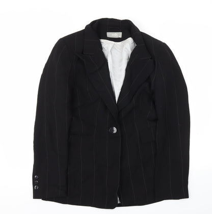 Wallis Womens Black Striped  Jacket Blazer Size 10