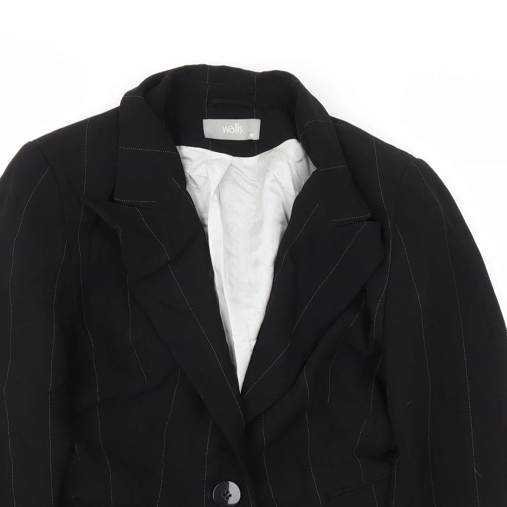 Wallis Womens Black Striped  Jacket Blazer Size 10