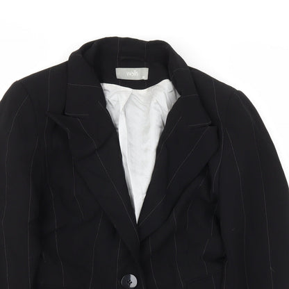 Wallis Womens Black Striped  Jacket Blazer Size 10