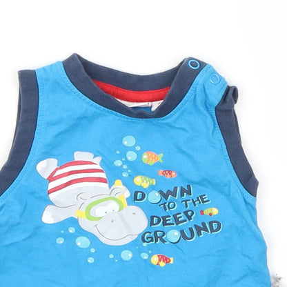 Liegelind Boys Blue Animal Print  Basic T-Shirt Size 3-6 Months