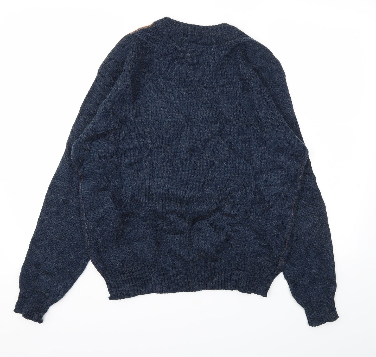 Banner Mens Blue Geometric  Henley Sweatshirt Size L