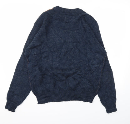 Banner Mens Blue Geometric  Henley Sweatshirt Size L