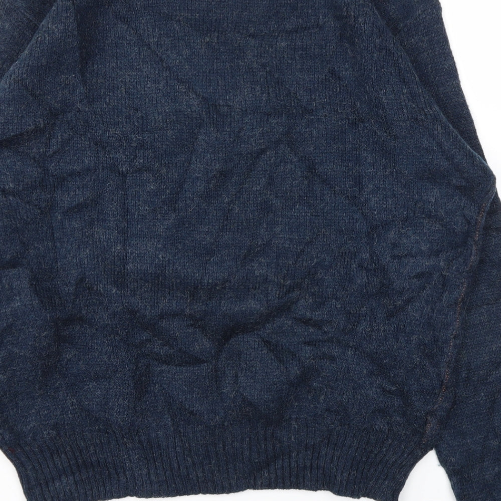 Banner Mens Blue Geometric  Henley Sweatshirt Size L