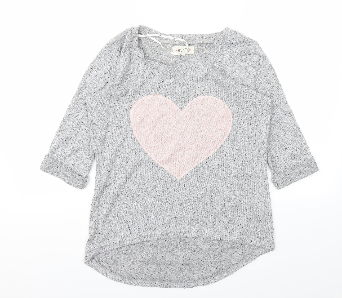 Womens UK Size 8 New Look Grey Basic T-Shirt