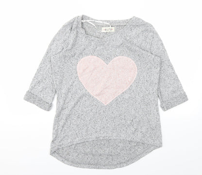 Womens UK Size 8 New Look Grey Basic T-Shirt