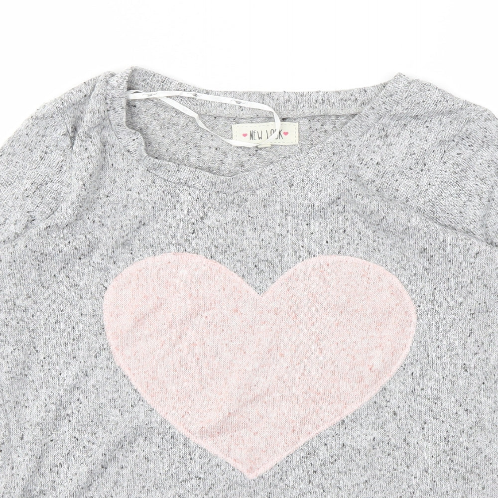Womens UK Size 8 New Look Grey Basic T-Shirt