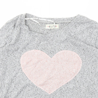 Womens UK Size 8 New Look Grey Basic T-Shirt