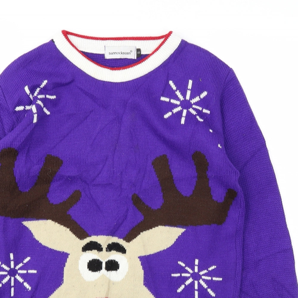 BONNOCKBURN Mens Purple Animal Print  Pullover Sweatshirt Size S
