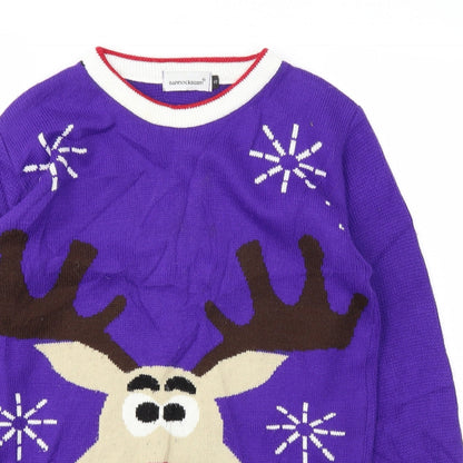 BONNOCKBURN Mens Purple Animal Print  Pullover Sweatshirt Size S