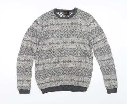 Simon Carter Mens Grey Argyle/Diamond Knit Pullover Jumper Size S