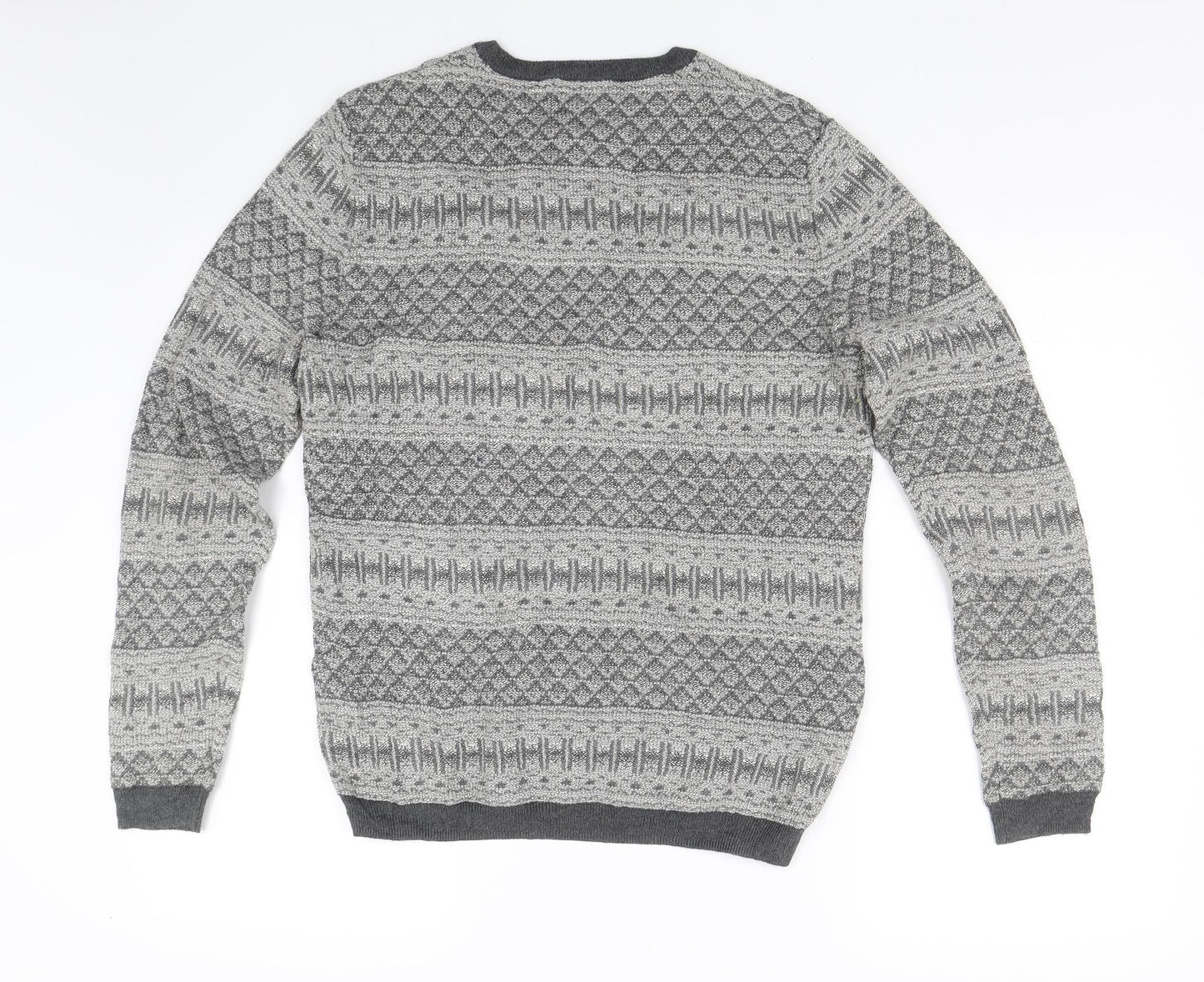 Simon Carter Mens Grey Argyle/Diamond Knit Pullover Jumper Size S