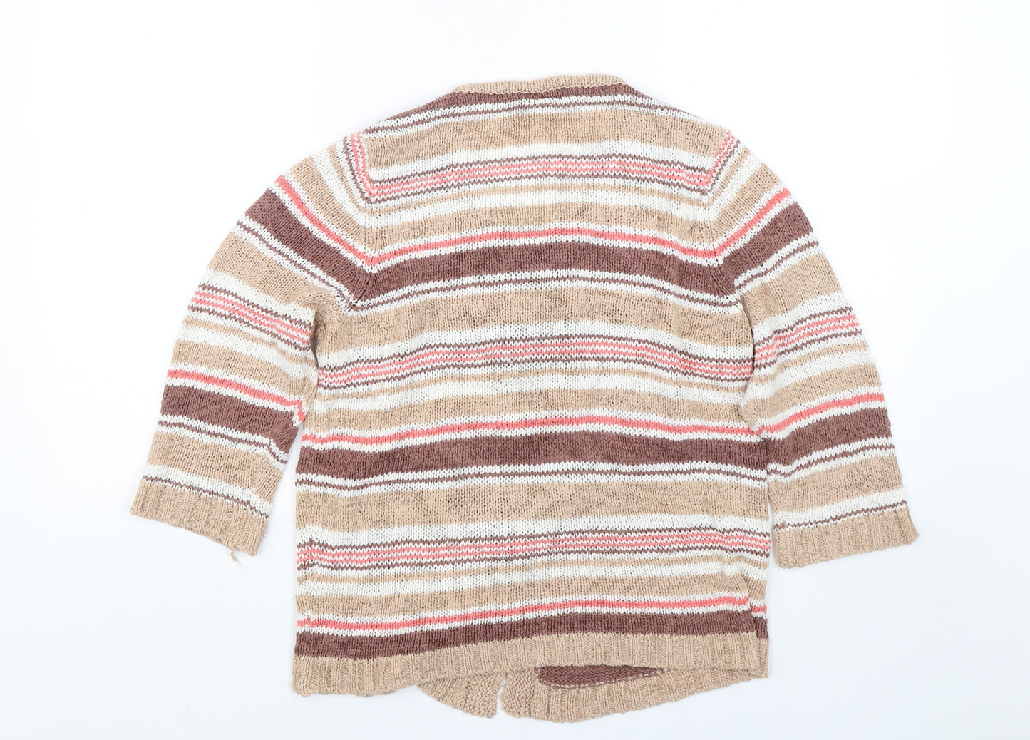 C.M.D Womens Brown Striped Knit Cardigan Jumper Size M