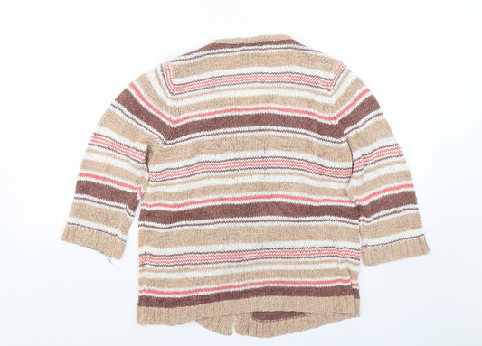 C.M.D Womens Brown Striped Knit Cardigan Jumper Size M